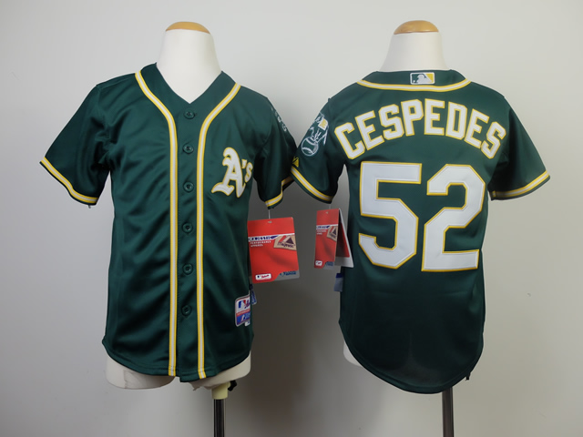 Youth Oakland Athletics 52 Cespedes Green MLB Jerseys